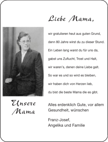 Glückwunschanzeige von Mama Mama von Aachener Zeitung / Aachener Nachrichten