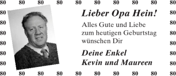 Glückwunschanzeige von Opa Hein von Aachener Zeitung / Aachener Nachrichten