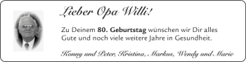 Glückwunschanzeige von Opa Willi von Aachener Zeitung / Aachener Nachrichten