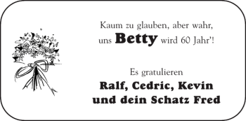 Glückwunschanzeige von Betty  von Aachener Zeitung / Aachener Nachrichten