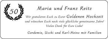 Glückwunschanzeige von Maria und Franz Reitz von Aachener Zeitung / Aachener Nachrichten