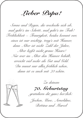 Glückwunschanzeige von Papa  von Aachener Zeitung / Aachener Nachrichten