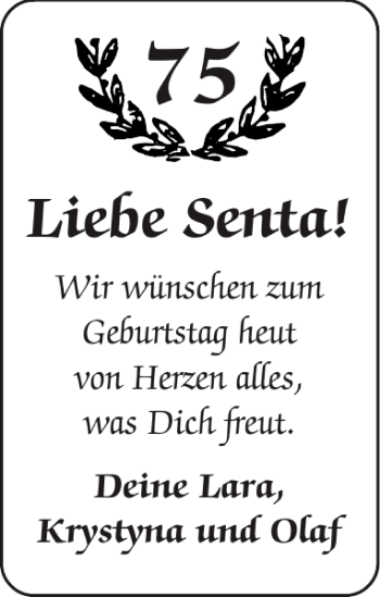 Glückwunschanzeige von Senta  von Aachener Zeitung / Aachener Nachrichten