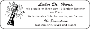 Glückwunschanzeige von Dr. Harst von Aachener Zeitung / Aachener Nachrichten