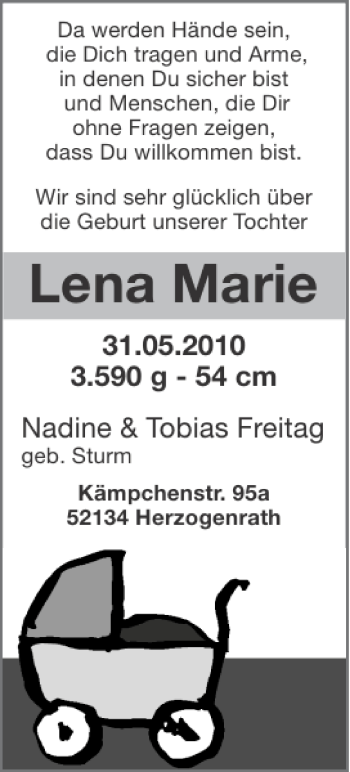 Glückwunschanzeige von Lena Marie von Super Sonntag / Super Mittwoch
