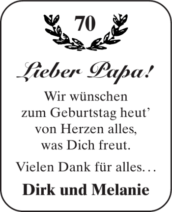 Glückwunschanzeige von Papa  von Aachener Zeitung / Aachener Nachrichten