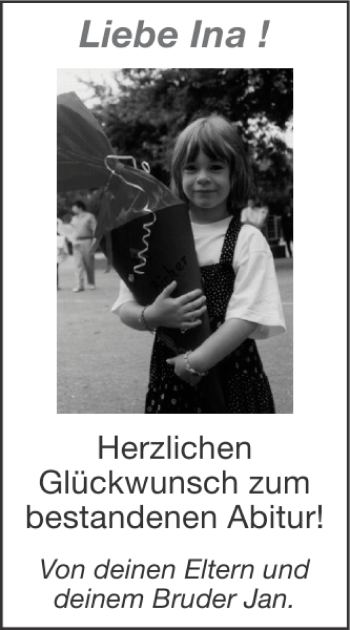 Glückwunschanzeige von bestandenen Abitur von Aachener Zeitung / Aachener Nachrichten