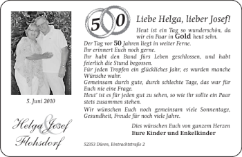 Glückwunschanzeige von   von Aachener Zeitung / Aachener Nachrichten