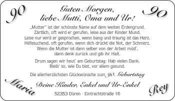 Glückwunschanzeige von   von Aachener Zeitung / Aachener Nachrichten