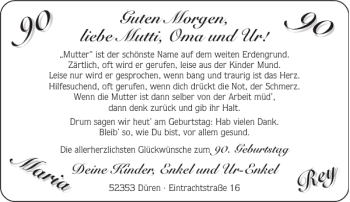 Glückwunschanzeige von   von Aachener Zeitung / Aachener Nachrichten