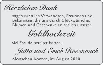 Glückwunschanzeige von Goldhochzeit  von Super Sonntag / Super Mittwoch