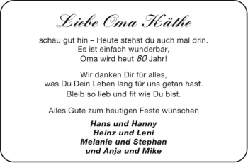 Glückwunschanzeige von Oma Käthe von Aachener Zeitung / Aachener Nachrichten