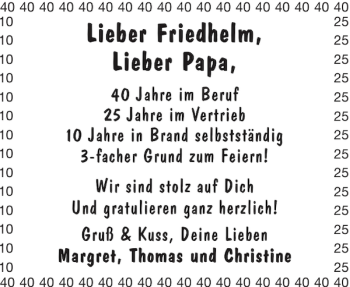 Glückwunschanzeige von Friedhelm Papa von Aachener Zeitung / Aachener Nachrichten