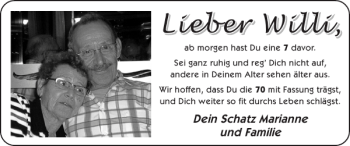 Glückwunschanzeige von Willi  von Super Sonntag / Super Mittwoch