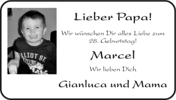 Glückwunschanzeige von Papa Marcel von Super Sonntag / Super Mittwoch