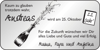 Glückwunschanzeige von Andreas  von Super Sonntag / Super Mittwoch