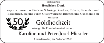 Glückwunschanzeige von Goldhochzeit  von Super Sonntag / Super Mittwoch