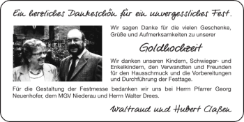 Glückwunschanzeige von Goldhochzeit  von Super Sonntag / Super Mittwoch