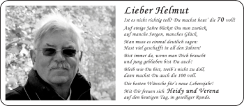 Glückwunschanzeige von Helmut  von Aachener Zeitung / Aachener Nachrichten