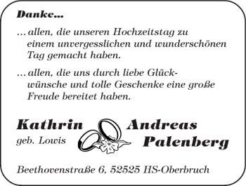 Glückwunschanzeige von Kathrin Andreas Palenberg von Super Sonntag / Super Mittwoch