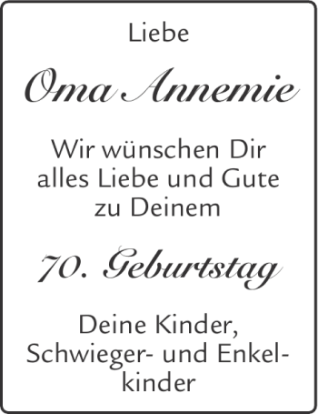Glückwunschanzeige von Oma Annemie von Super Sonntag / Super Mittwoch