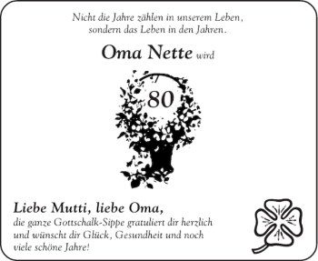 Glückwunschanzeige von Oma Nette von Aachener Zeitung / Aachener Nachrichten