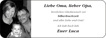Glückwunschanzeige von Oma Opa Euer Luca von Aachener Zeitung / Aachener Nachrichten