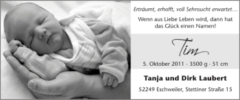 Glückwunschanzeige von Tim  von Super Sonntag / Super Mittwoch