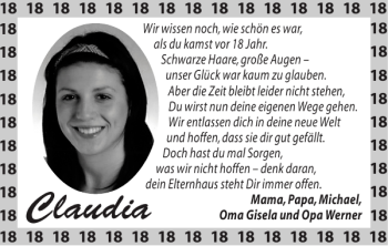 Glückwunschanzeige von Claudia  von Super Sonntag / Super Mittwoch