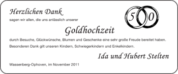 Glückwunschanzeige von Goldhochzeit  von Super Sonntag / Super Mittwoch