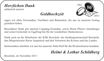 Glückwunschanzeige von Goldhochzeit Helmi Lothar Schildberg von Super Sonntag / Super Mittwoch