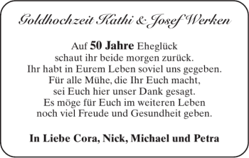 Glückwunschanzeige von Goldhochzeit Kathi Josef Werken von Super Sonntag / Super Mittwoch