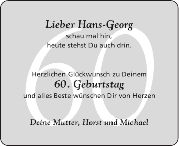 Glückwunschanzeige von Hans-Georg  von Aachener Zeitung / Aachener Nachrichten