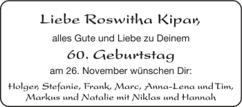 Glückwunschanzeige von Roswitha Kipar von Super Sonntag / Super Mittwoch