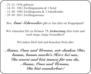 Glückwunschanzeige von   von Aachener Zeitung / Aachener Nachrichten