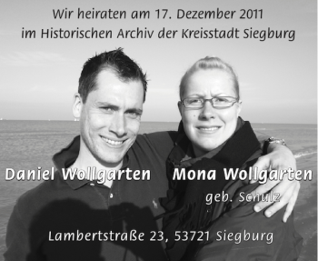 Glückwunschanzeige von Daniel Wollgarten Mona Wollgarten von Aachener Zeitung / Aachener Nachrichten