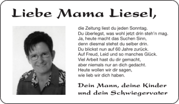 Glückwunschanzeige von Mama Liesel von Super Sonntag / Super Mittwoch