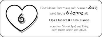 Glückwunschanzeige von Zoe  von Aachener Zeitung / Aachener Nachrichten