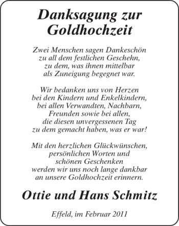 Glückwunschanzeige von Danksagung Goldhochzeit von Super Sonntag / Super Mittwoch