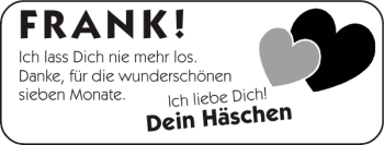 Glückwunschanzeige von FRANK  von Super Sonntag / Super Mittwoch