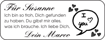 Glückwunschanzeige von Für Susanne von Super Sonntag / Super Mittwoch