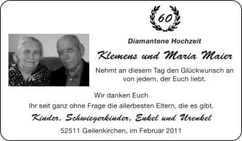 Glückwunschanzeige von Klemens und Maria Maier von Super Sonntag / Super Mittwoch