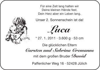 Glückwunschanzeige von Luca  von Super Sonntag / Super Mittwoch