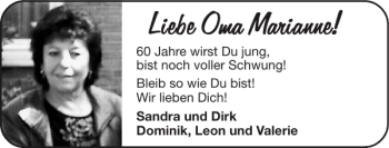 Glückwunschanzeige von Oma Marianne von Super Sonntag / Super Mittwoch