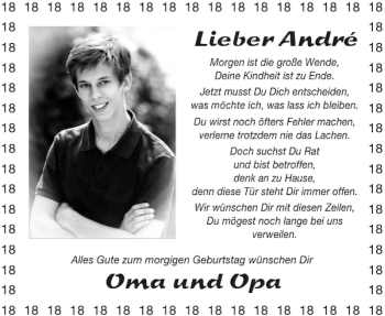 Glückwunschanzeige von André Oma und Opa von Aachener Zeitung / Aachener Nachrichten
