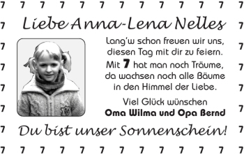 Glückwunschanzeige von Anna-Lena Nelles von Super Sonntag / Super Mittwoch