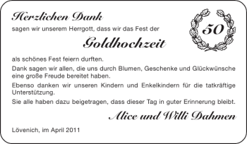 Glückwunschanzeige von Goldhochzeit  von Super Sonntag / Super Mittwoch
