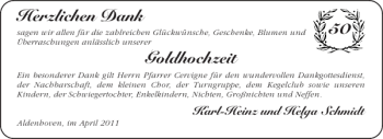 Glückwunschanzeige von Goldhochzeit  von Aachener Zeitung / Aachener Nachrichten