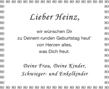 Glückwunschanzeige von Heinz  von Aachener Zeitung / Aachener Nachrichten