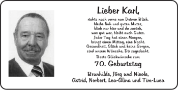 Glückwunschanzeige von Karl  von Aachener Zeitung / Aachener Nachrichten